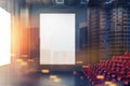 Cinema interior, red chairs, poster toned Royalty Free Stock Photo