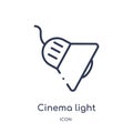 cinema light with cable icon from technology outline collection. Thin line cinema light with cable icon isolated on white