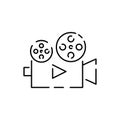 Cinema line icon. Home cinema line icons. Editable stroke signs. Home cinema outline concept illustrations. Entertainment and film Royalty Free Stock Photo