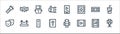 Cinema line icons. linear set. quality vector line set such as spotlight, play, script, comedy, vhs, online, mobile phone, film Royalty Free Stock Photo