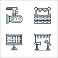 Cinema line icons. linear set. quality vector line set such as studio, story board, theater