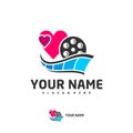 Cinema Love logo vector template, Creative Film Strip Cinema logo design concepts