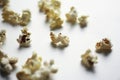 popcorn closeup on a white table