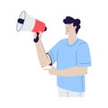 Cinema with Man Character with Megaphone Engaged in Movie Shooting Vector Illustration