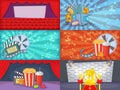 Cinema movie banner set horizontal, cartoon style Royalty Free Stock Photo