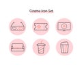 Cinema and movie line icon set. Simple