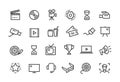 Cinema, movie line icons set. Collection vector black outline logo for mobile apps web or site design Royalty Free Stock Photo