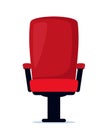 Cinema movie theater red comfortable chair, vector illustration