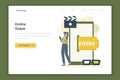 Cinema movie ticket online illustration landing page concept Royalty Free Stock Photo
