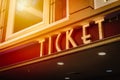 Cinema movie ticket sale counter space design at front of theater Royalty Free Stock Photo