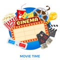 Cinema and Movie Banner Royalty Free Stock Photo