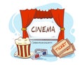 Cinema movie time hand drawn vector banner Royalty Free Stock Photo