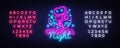 Cinema Night Neon Logo Vector. Movie Night neon sign, design template, modern trend design, night neon signboard, night