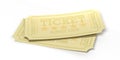 Cinema old type golden tickets isolated recycle on a white background, 3d illustration.