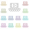 Cinema, people, hall, screen multi color icon. Simple thin line, outline vector of cinema icons for ui and ux, website or mobile Royalty Free Stock Photo