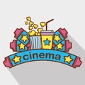 Cinema with popcorn, soda and tickets Royalty Free Stock Photo