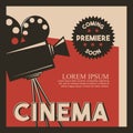 Cinema poster retro style camera film premiere