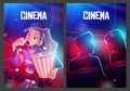 Cinema posters with audience in movie theater hall Royalty Free Stock Photo