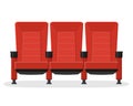 Cinema red comfortable seat for watching movies isolated on white background. Red comfortable armchairs movie and film Royalty Free Stock Photo