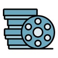 Cinema reel icon color outline vector Royalty Free Stock Photo
