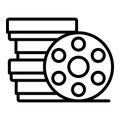 Cinema reel icon, outline style Royalty Free Stock Photo