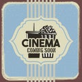 Cinema retro poster pop corn and soda vintage design Royalty Free Stock Photo