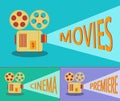 Cinema retro projector. Vector. Royalty Free Stock Photo