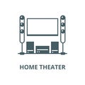Cinema room,home theater line icon, vector. Cinema room,home theater outline sign, concept symbol, flat illustration Royalty Free Stock Photo