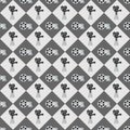 Cinema seamless pattern. Wallpaper with movie camera and film reel.