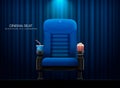 Cinema seat.Theater seat on curtain with spotlight background Royalty Free Stock Photo