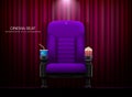 Cinema seat.Theater seat on curtain with spotlight background Royalty Free Stock Photo