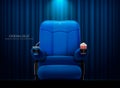 Cinema seat.Theater seat on curtain with spotlight background Royalty Free Stock Photo