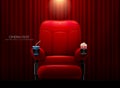 Cinema seat Theater seat on curtain with spotlight background Royalty Free Stock Photo