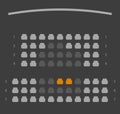 Cinema seats booking online ui dark gray color design scheme or film theatre vip places reservation template layout