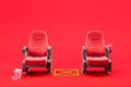 Cinema seats on red, social distancing Royalty Free Stock Photo