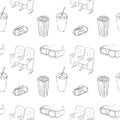Cinema Sketch Seamless Pattern Royalty Free Stock Photo
