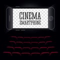 Cinema in the smartphone. Black background. Vector Royalty Free Stock Photo
