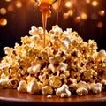 Cinema style caramel popcorn, rich with butter and syrup