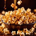 Cinema style caramel popcorn, rich with butter and syrup