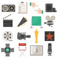 Cinema symbols icons vector set illustration.