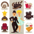 Cinema symbols in retro style.