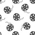 Cinema tape and film reel vintage seamless pattern, handdrawn sketch, retro movie and film industry, vector illustration Royalty Free Stock Photo