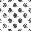 Cinema tape and film reel vintage seamless pattern, handdrawn sketch, retro movie and film industry, vector illustration Royalty Free Stock Photo