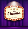 Cinema Theater Hexagon sign purple curtain light up banner design