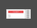 Cinema or theater ticket. Coupon for event or movie show. Paper entry label with date, time and seat info. Theatre show Royalty Free Stock Photo