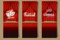 Cinema and theatre arts vector vertical banner template set Royalty Free Stock Photo