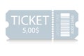 Cinema ticket with barcode vector icon. Movie ticket template. Realistic cinema theater admission pass mock up coupon Royalty Free Stock Photo