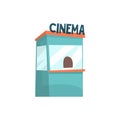 Cinema ticket booth, box office, kiosk cartoon vector Illustration