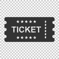 Cinema ticket icon in flat style. Admit one coupon entrance vector illustration on isolated background. Ticket business concept.