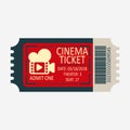 Cinema ticket icon. Flat style. Movie ticket,